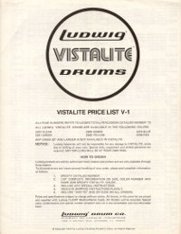 1973 LUDWIG Vistalite pricelist 