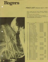 Rogers 1970 price list